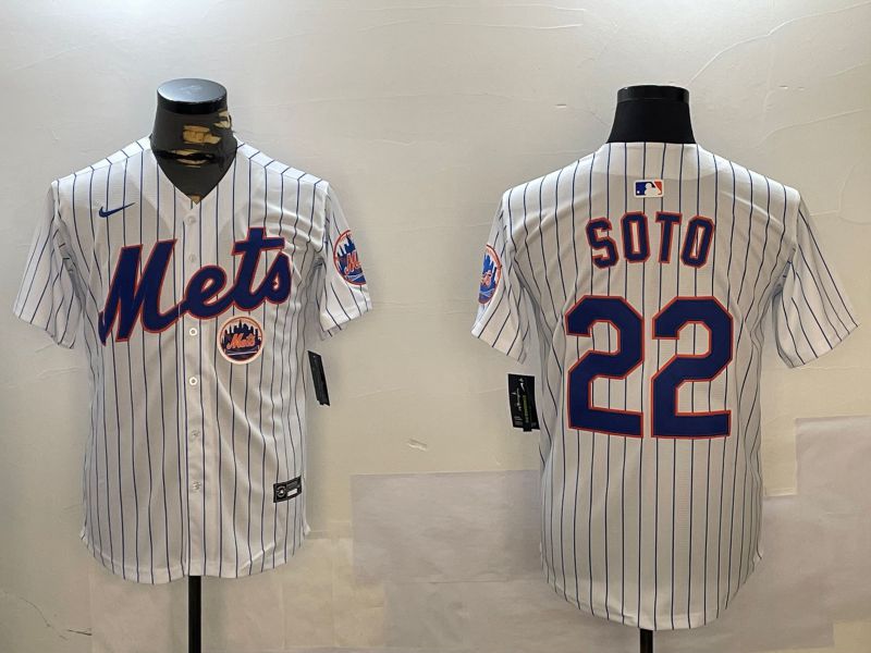 Men New York Mets #22 Soto White Stripe Game 2024 Nike MLB Jersey style 12164->new york mets->MLB Jersey